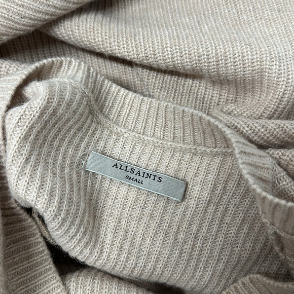 AllSaints Able Sweater Cold Shoulder Jumper Wool Alpaca Knit Cream Size Small - Picture 9 of 10